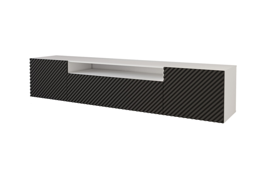 Szafka RTV z frezowanymi frontami wisząca ZENO-W - 200x40x41 cm - Czarny 643115
