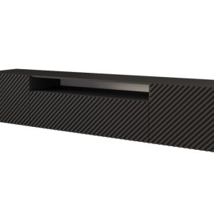 Szafka RTV z frezowanymi frontami wisząca ZENO-W – 200x40x41 cm – Czarny 461580 Szafka RTV z frezowanymi frontami wisząca ZENO-W – 200x40x41 cm – Czarny 461580