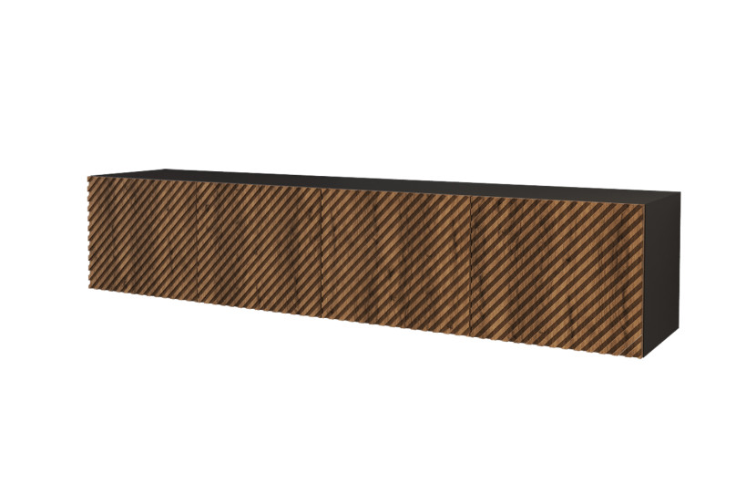 Szafka RTV z frezowanymi frontami wisząca ZENO-W - 2x100x40x40 cm - Brązowy 643088