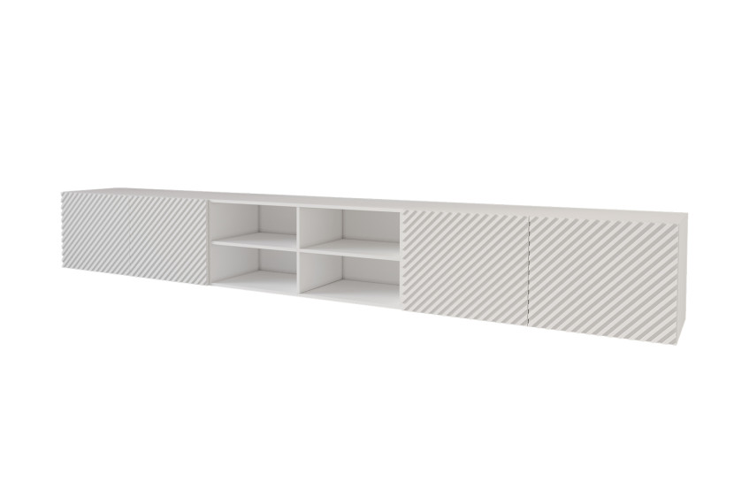 Szafka RTV z frezowanymi frontami wisząca ZENO-W - 3x100x40x40 cm - Biały 643122