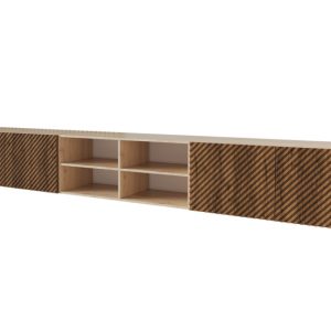 Szafka RTV z frezowanymi frontami wisząca ZENO-W – 3x100x40x40 cm – Brązowy 643098 Szafka RTV z frezowanymi frontami wisząca ZENO-W – 3x100x40x40 cm – Brązowy 643098