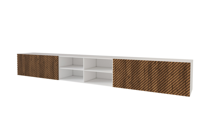 Szafka RTV z frezowanymi frontami wisząca ZENO-W - 3x100x40x40 cm - Brązowy 643100