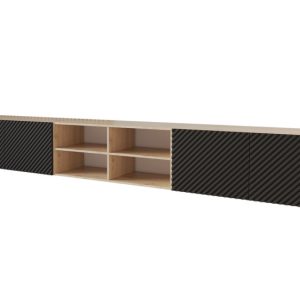 Szafka RTV z frezowanymi frontami wisząca ZENO-W – 3x100x40x40 cm – Czarny 643077 Szafka RTV z frezowanymi frontami wisząca ZENO-W – 3x100x40x40 cm – Czarny 643077