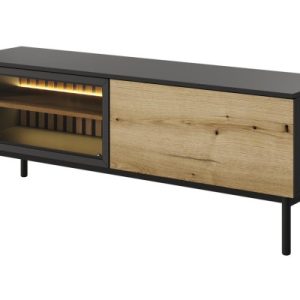 Szafka RTV z oświetleniem LED LANGO 150cm Czarny + Dąb Evoke 288785 Szafka RTV z oświetleniem LED LANGO 150cm Czarny + Dąb Evoke 288785