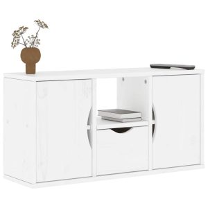 Szafka RTV z szufladą Biała 79x24x40cm Drewno lite Sosna 867846 Szafka RTV z szufladą Biała 79x24x40cm Drewno lite Sosna 867846