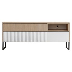 Szafka RTV ZOE 148 2K1S jodełka scandi/biały mat 186872