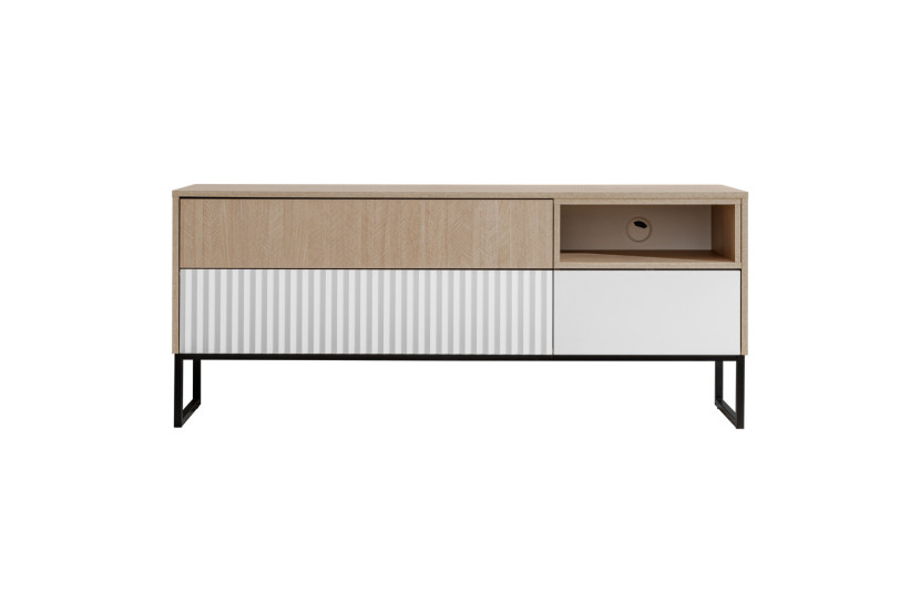 Szafka RTV ZOE 148 2K1S jodełka scandi/biały mat 186872
