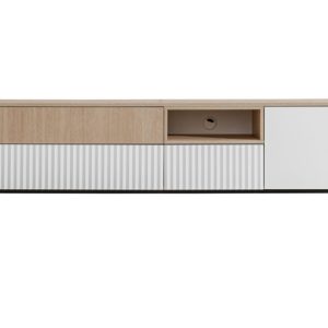 Szafka RTV ZOE 197 1D2K1S jodełka scandi/biały mat 186875
