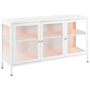 Szafka stalowa LED szklana gablota biała 483656 Szafka stalowa LED szklana gablota biała 483656