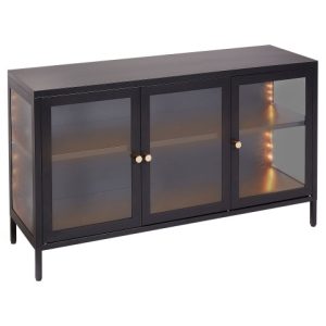 Szafka stalowa LED szklana gablota czarna 483657 Szafka stalowa LED szklana gablota czarna 483657