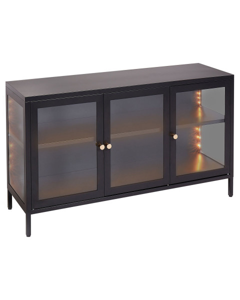 Szafka stalowa LED szklana gablota czarna 483657