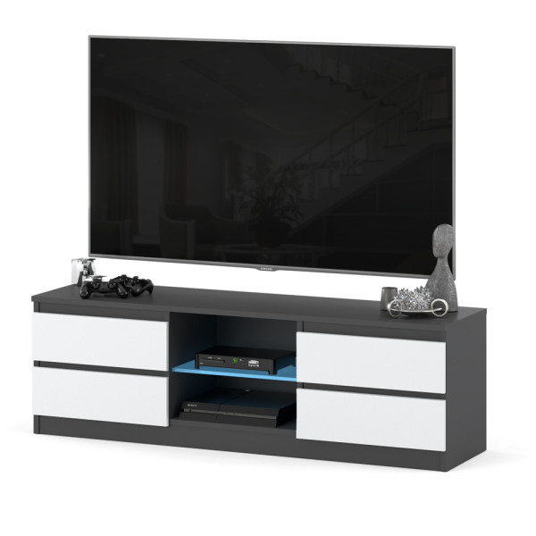 Szafka stolik rtv quattro 4 szuflady 138cm szara biała mat 374419