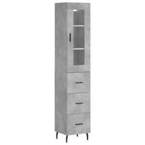 Szafka Szara Beton z Drzwiami Szklanymi 34.5x34x180 cm do Salonu 751607 Szafka Szara Beton z Drzwiami Szklanymi 34.5x34x180 cm do Salonu 751607