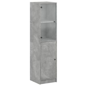 Szafka Szara Beton z Drzwiami Szklanymi 35x37x142 cm do Salonu 740104 Szafka Szara Beton z Drzwiami Szklanymi 35x37x142 cm do Salonu 740104