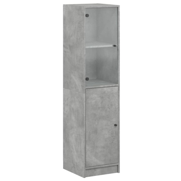 Szafka Szara Beton z Drzwiami Szklanymi 35x37x142 cm do Salonu 740104