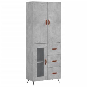 Szafka Szara Beton z Drzwiami Szklanymi 69.5x34x180 cm do Salonu 745391 Szafka Szara Beton z Drzwiami Szklanymi 69.5x34x180 cm do Salonu 745391