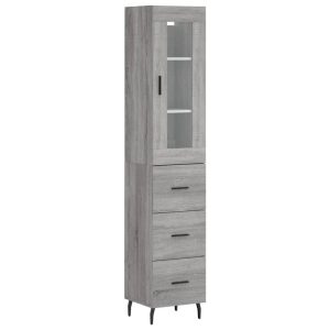Szafka Szara Dąb Sonoma z Drzwiami Szklanymi 34.5x34x180 cm 751605 Szafka Szara Dąb Sonoma z Drzwiami Szklanymi 34.5x34x180 cm 751605