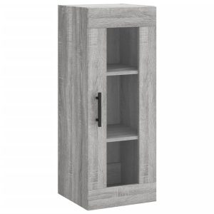 Szafka Szara Dąb Sonoma z Drzwiami Szklanymi 34.5x34x90 cm do Salonu 751544 Szafka Szara Dąb Sonoma z Drzwiami Szklanymi 34.5x34x90 cm do Salonu 751544