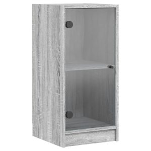 Szafka Szara Dąb Sonoma z Drzwiami Szklanymi 35x37x75.5 cm do Salonu 745396 Szafka Szara Dąb Sonoma z Drzwiami Szklanymi 35x37x75.5 cm do Salonu 745396