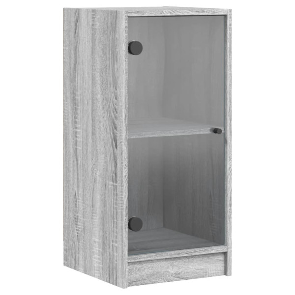 Szafka Szara Dąb Sonoma z Drzwiami Szklanymi 35x37x75.5 cm do Salonu 745396