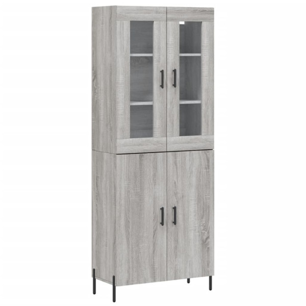 Szafka Szara Dąb Sonoma z Drzwiami Szklanymi 69.5x34x180 cm do Salonu 751600