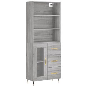 Szafka Szara Dąb Sonoma z Drzwiami Szklanymi 69.5x34x180 cm 740100 Szafka Szara Dąb Sonoma z Drzwiami Szklanymi 69.5x34x180 cm 740100