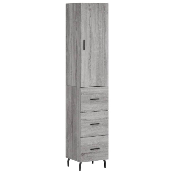 Szafka Szara z Drzwiami 34.5x34x180 cm do Salonu Pokoju Sypialni 741428