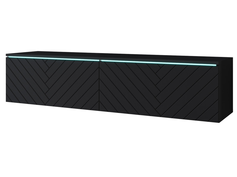 Szafka TV DONNA 140 czarny grafit/czarny MDF jodełka z LED 329768
