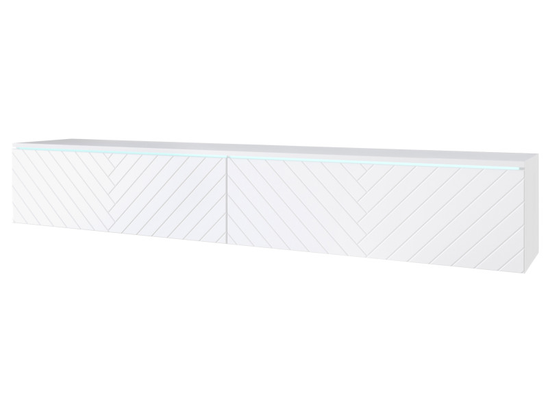 Szafka TV DONNA 180 biały/biały MDF z wzorem jodełki z LED 329750
