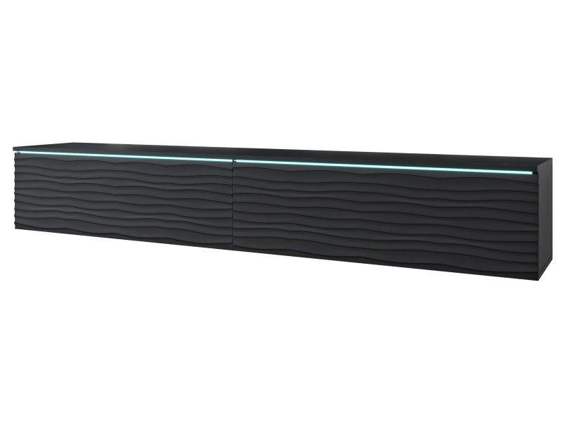 Szafka TV DONNA 180 czarny grafit/czarny MDF wzór fala z LED 329766