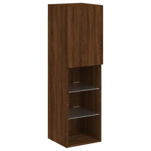 Szafka TV z LED brązowy dąb 30.5x30x102 cm 867378