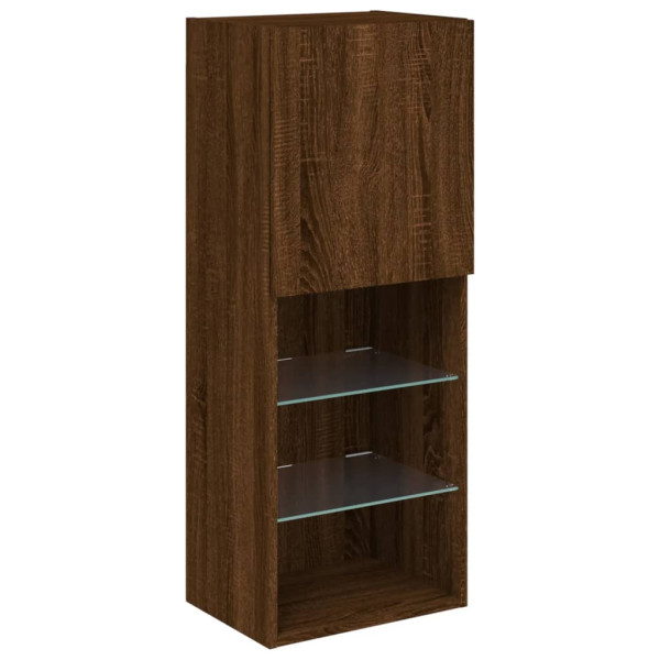 Szafka TV z LED brązowy dąb 40.5x30x102 cm 867312