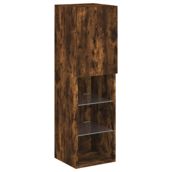 Szafka TV z LED przydymiony dąb 30.5x30x102 cm 867322
