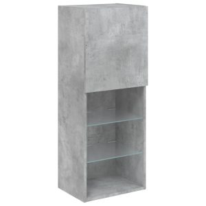 Szafka TV z LED szarość betonu 40.5x30x102 cm 867372