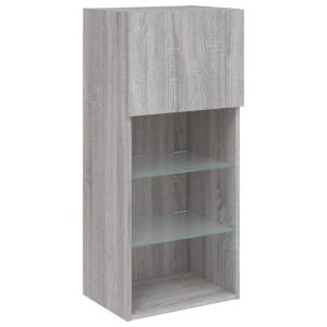 Szafka TV z LED szary dąb sonoma 40.5x30x90 cm 867383