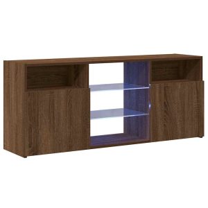 Szafka TV z oświetleniem LED brązowy dąb 120x30x50 cm 867064