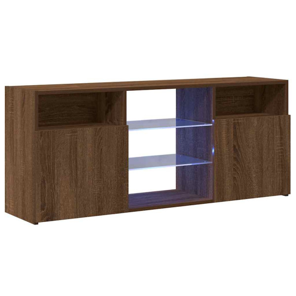 Szafka TV z oświetleniem LED brązowy dąb 120x30x50 cm 867064