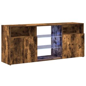 Szafka TV z oświetleniem LED przydymiony dąb 120x30x50 cm 866834