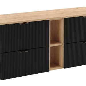 Szafka wisząca pod umywalkę czarny + orzech – Zyvro 310409 Szafka wisząca pod umywalkę czarny + orzech – Zyvro 310409