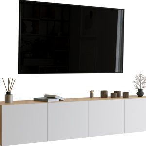 Szafka wisząca RTV do salonu 200 cm LORI biały 992488 Szafka wisząca RTV do salonu 200 cm LORI biały 992488