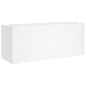 Szafka Wisząca RTV Stolik Półka Szafka Ścienna Biała LED 100x35x41 cm 763469 Szafka Wisząca RTV Stolik Półka Szafka Ścienna Biała LED 100x35x41 cm 763469