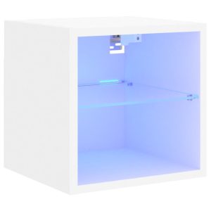 Szafka Wisząca RTV Stolik Półka Szafka Ścienna Biała LED 30×28.5×30 cm 765115 Szafka Wisząca RTV Stolik Półka Szafka Ścienna Biała LED 30×28.5×30 cm 765115