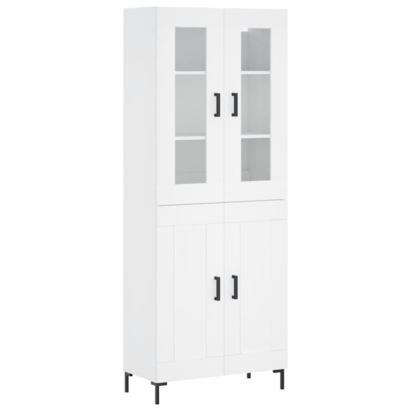 Szafka Witrynka Biała Szklana 69.5x34x180 cm do Salonu Pokoju 751652