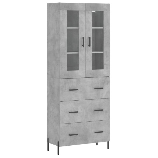 Szafka Witrynka Regał Szara Beton Szklana 69.5x34x180 cm do Salonu Pokoju 751591