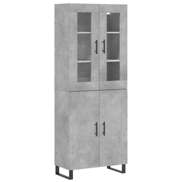 Szafka Witrynka Regał Szara z Drzwiami Szklanymi 69.5x34x180 cm 751586