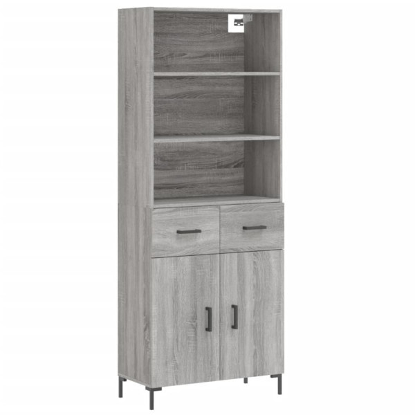 Szafka Witrynka Szara Dąb Sonoma z Drzwiami 69.5x34x180 cm do Salonu 743936