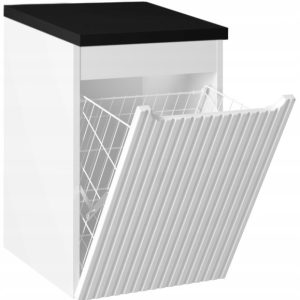 Szafka Z KOSZEM Na Pranie 40 cm BIAŁA BLAT CZARNY NOVA 349713 Szafka Z KOSZEM Na Pranie 40 cm BIAŁA BLAT CZARNY NOVA 349713