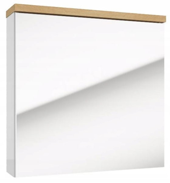 Szafka z lustrem łazienkowa wisząca biały połysk 60x50cm 408838