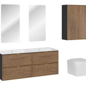 Szafka z Umywalką 120 cm i 2 Półsłupki oraz 2 Lustra i Sedes Talia Casella 643638
