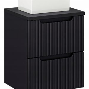 Szafka Z Umywalką 50 cm BLAT 2 Szuflady Ryflowana NOVA BLACK 290884